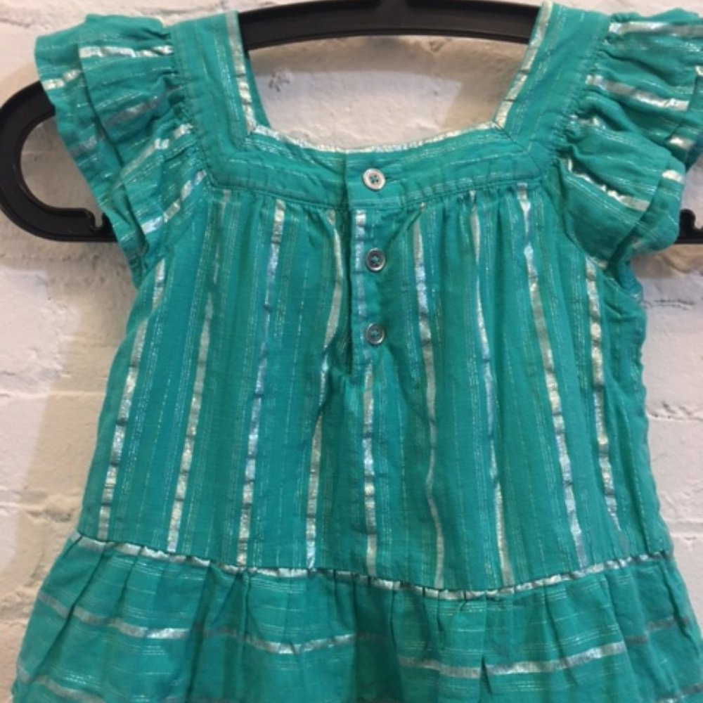 Beautiful Teal and Silver Children's Blouse - Picture 3 of 5